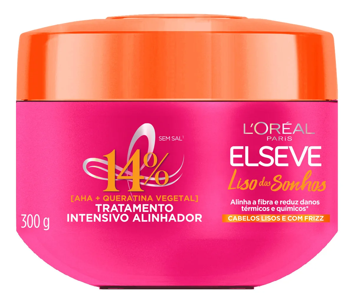 Creme de Tratamento Capilar Alinhamento dos Fios, Controle de Frizz por 1 Semana, com Queratina Vegetal e AHA, Repara Danos Elseve Liso dos Sonhos L'Oréal Paris 300g