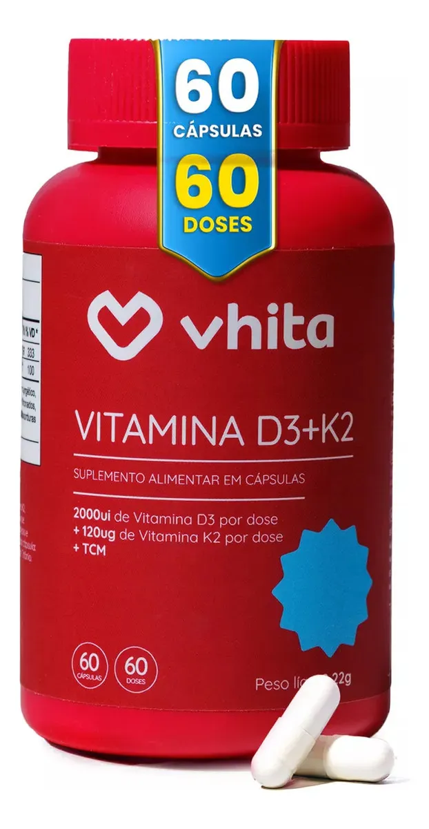 Vitamina D3 K2 Vhita 60 Cáps ( 2 Meses Cada Pote)