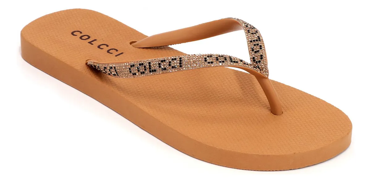 Chinelo Colcci Feminino Fiji Logo Strass Original