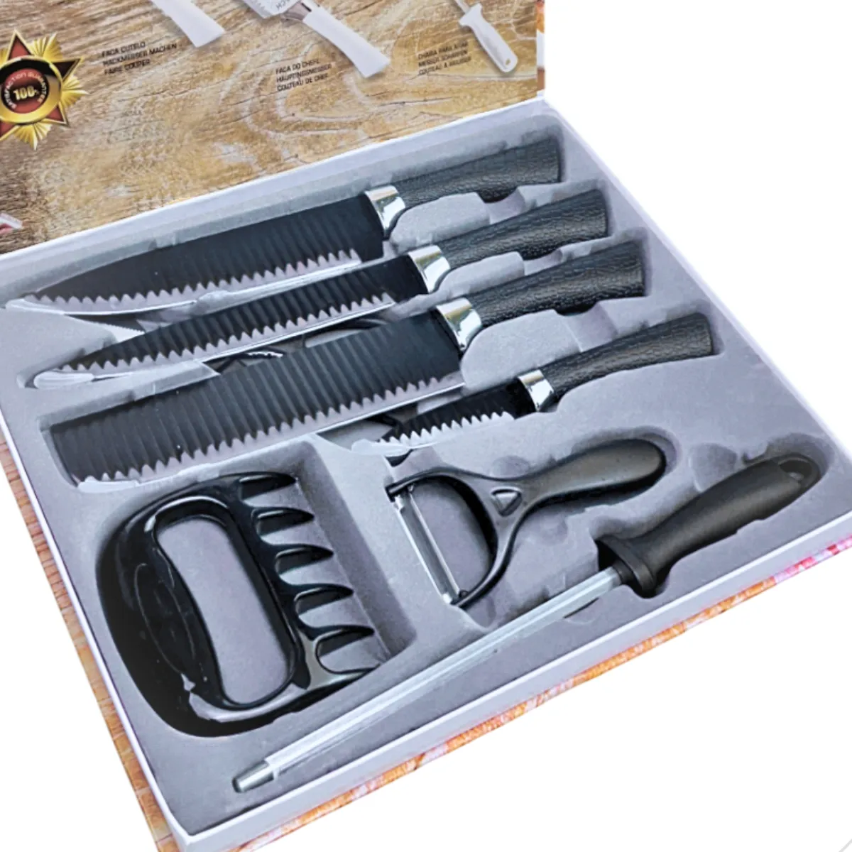 Conjunto De Facas Para Churrasco/cozinha Inox Com Maleta 8pç