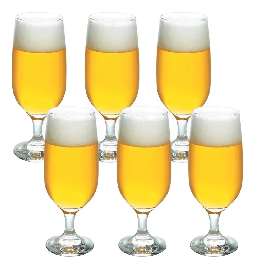 Jogo Copo Tacas Cerveja Vidro 300ml - Kit 6 Peças Nadir Incolor Cristal Luxo