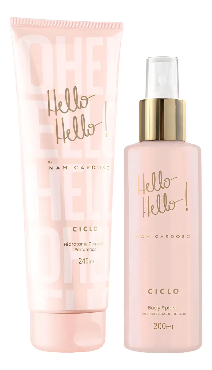 Kit Body Splash + Creme Hidratante Hello Hello Ciclo Cosméticos Perfumado Feminino Uso Diário Fragrância Suave Hidratação Prolongada Ideal Presente Autocuidado Pele Macia