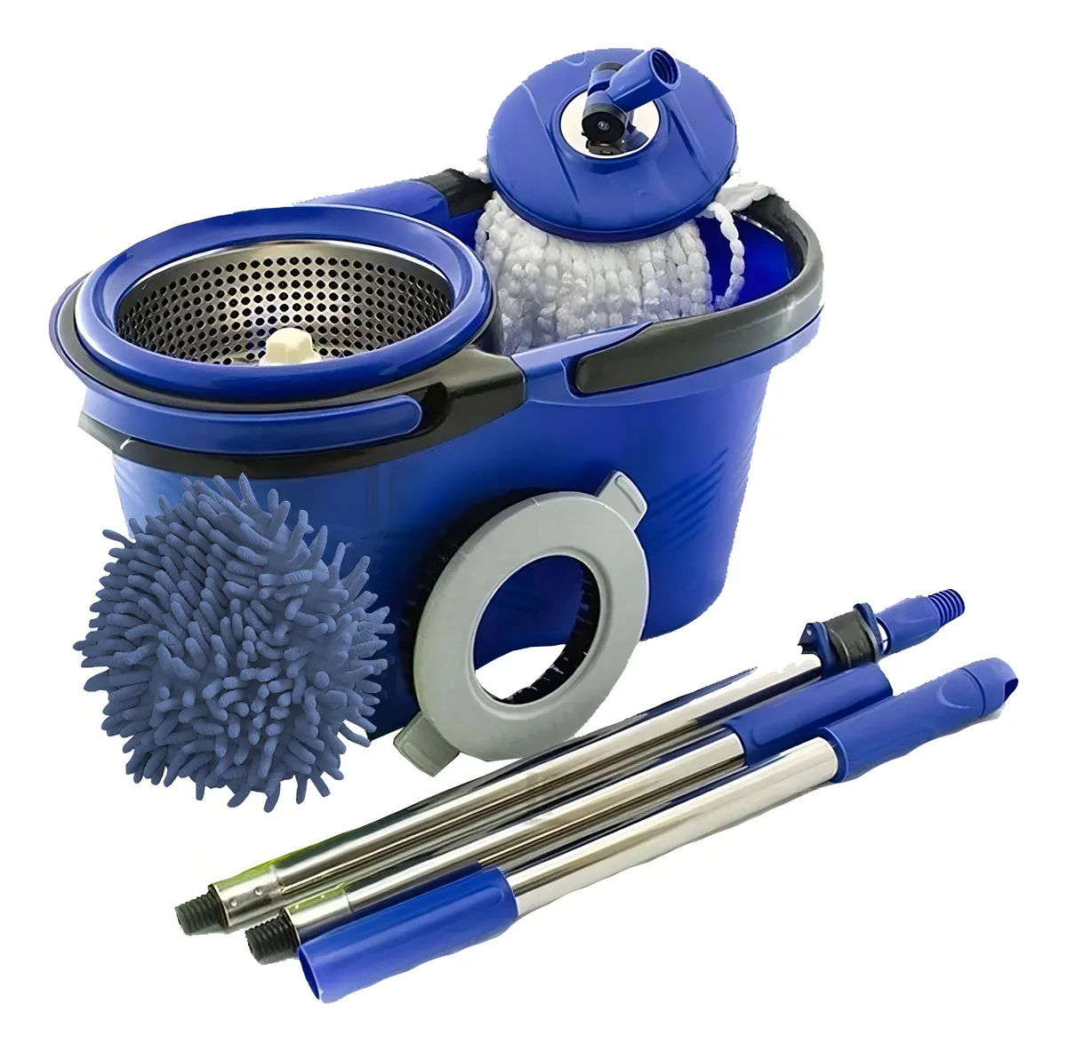 Esfregão Mop Perfect Balde Inox + 3 Refil + Cabo Longo Perfect Pro