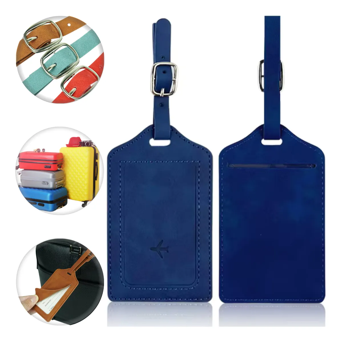 Kit 2 Tag De Mala Viagem Identificador Bagagem Premium Cores Azul-marinho