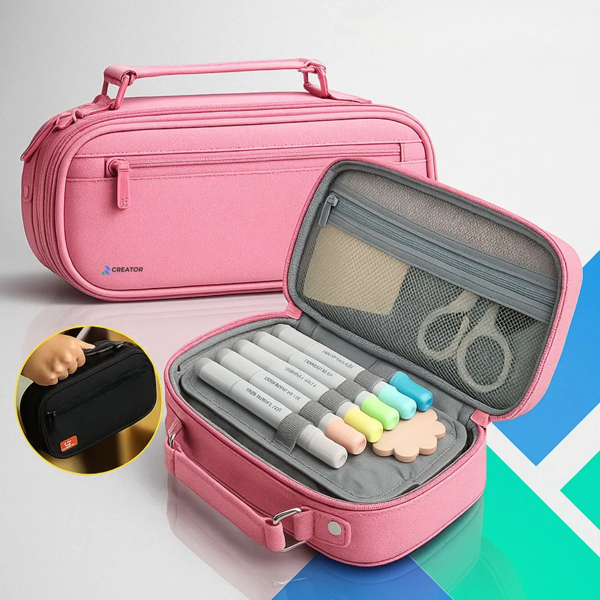 Estojo Escolar Grande Com Capacidade Organizador Escolar Colégio Faculdade Com Divisória Estojo Super Reforçado Masculino Feminino Volta As Aulas Cor Rosa Creator Brasil