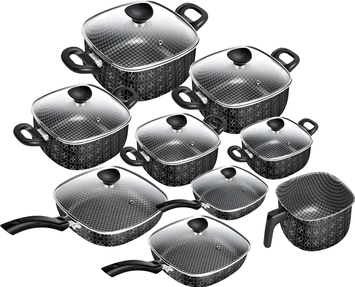 Conjunto 9 Peças Patolux Clear Coat Antiaderente Preto
