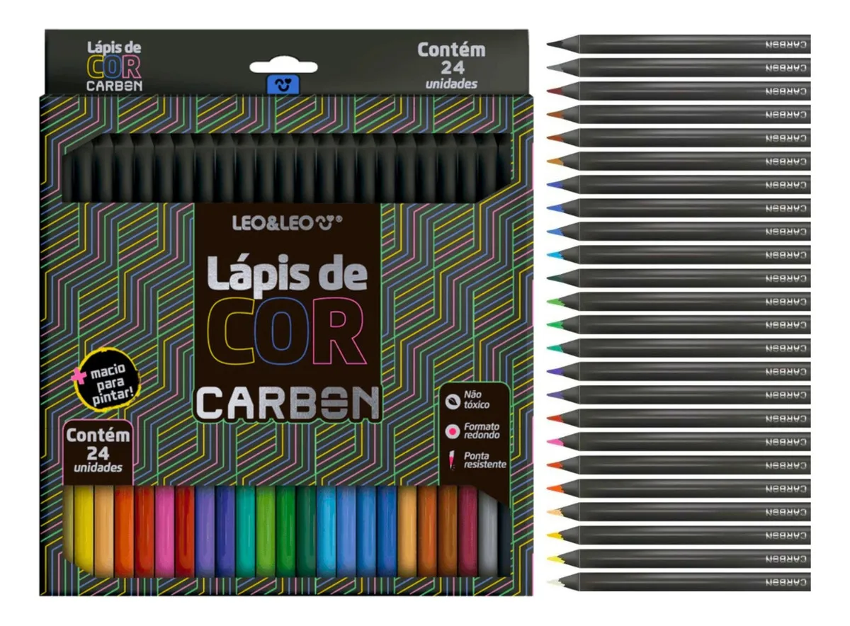 Lapis De Cor 24 Cores Carbon Soft Macio Leonora