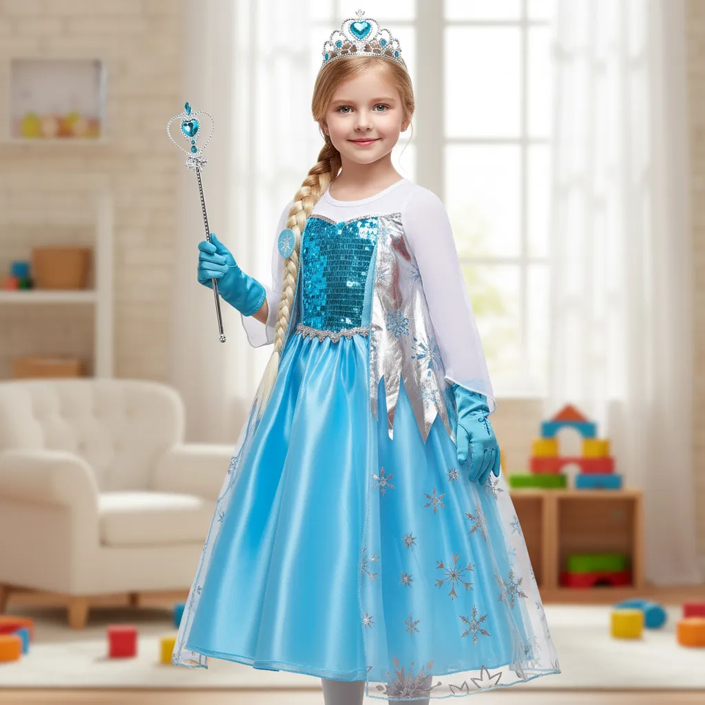 Fantasia Infantil Frozen Vestido Elsa + Kit De Acessórios