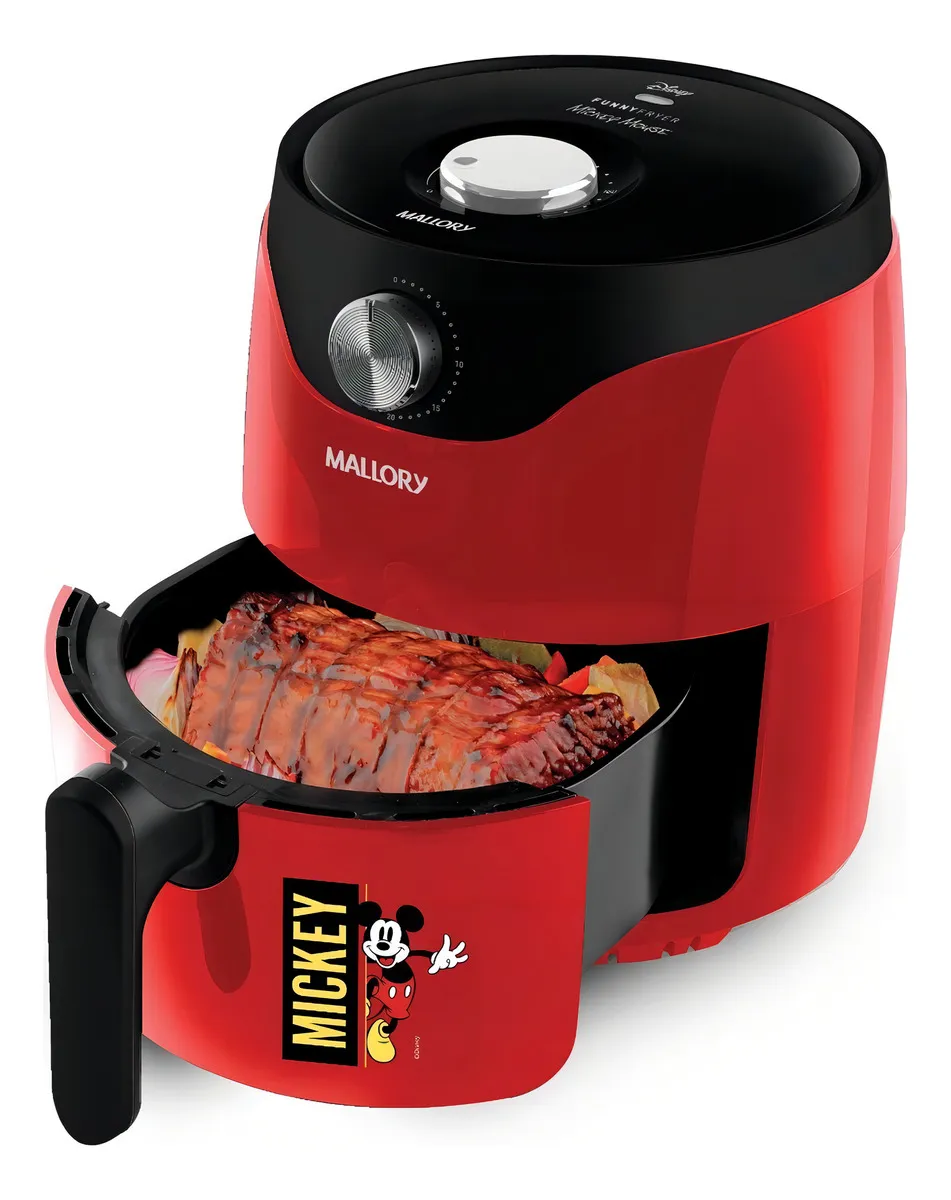 Fritadeira Air Fryer Sem Oleo Mickey Mouse Mallory Cor Vermelho