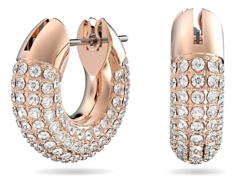 Brincos Swarovski Argola Dextera, Pequenas, Brancos Dourado