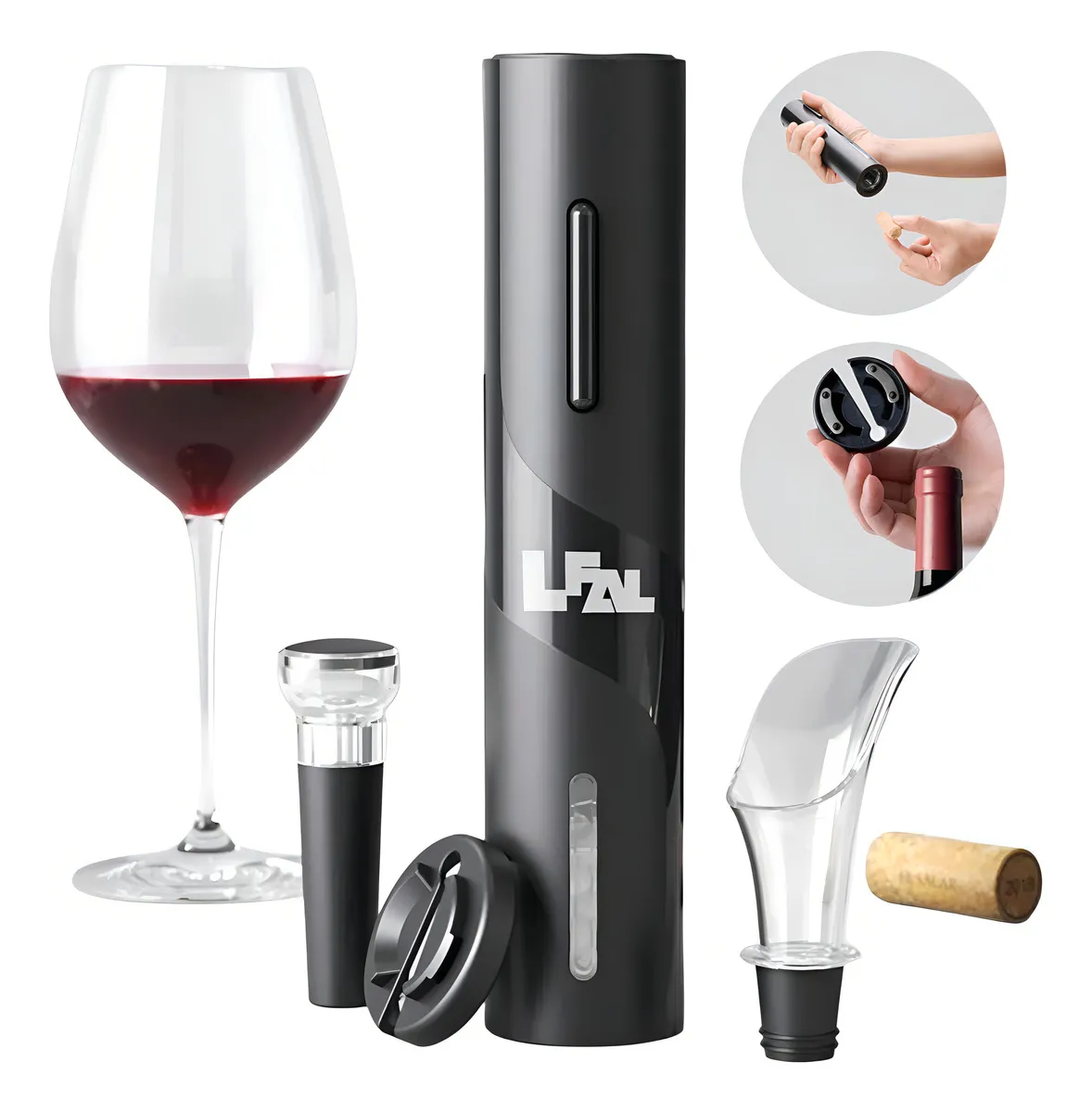 Abridor De Vinho Elétrico Saca Rolhas Automático Portátil Removedor De Rolha Kit 4 Em 1 Abridor De Garrafas Prático Frio Resistente Presente Fondue Jantar Elegante Aço Inox Multifuncional Casa Lfal