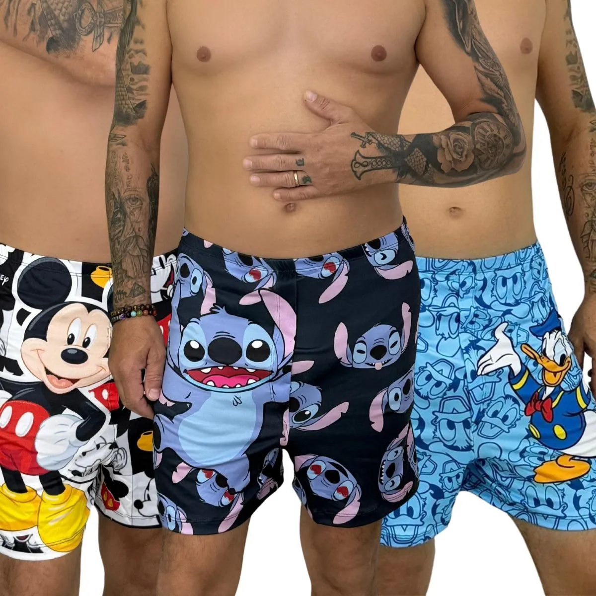 Kit 3 Cueca Short Masculino Adulto Samba Canção Personagens