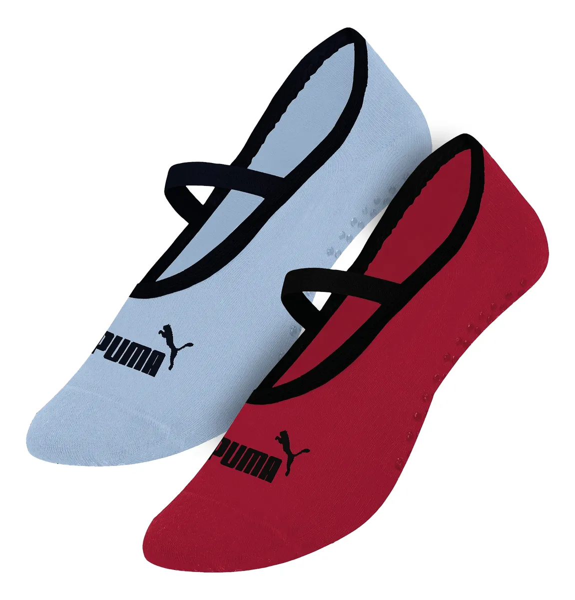 2 Pares Meias Antiderrapante Sapatilha Pilates Puma Feminina