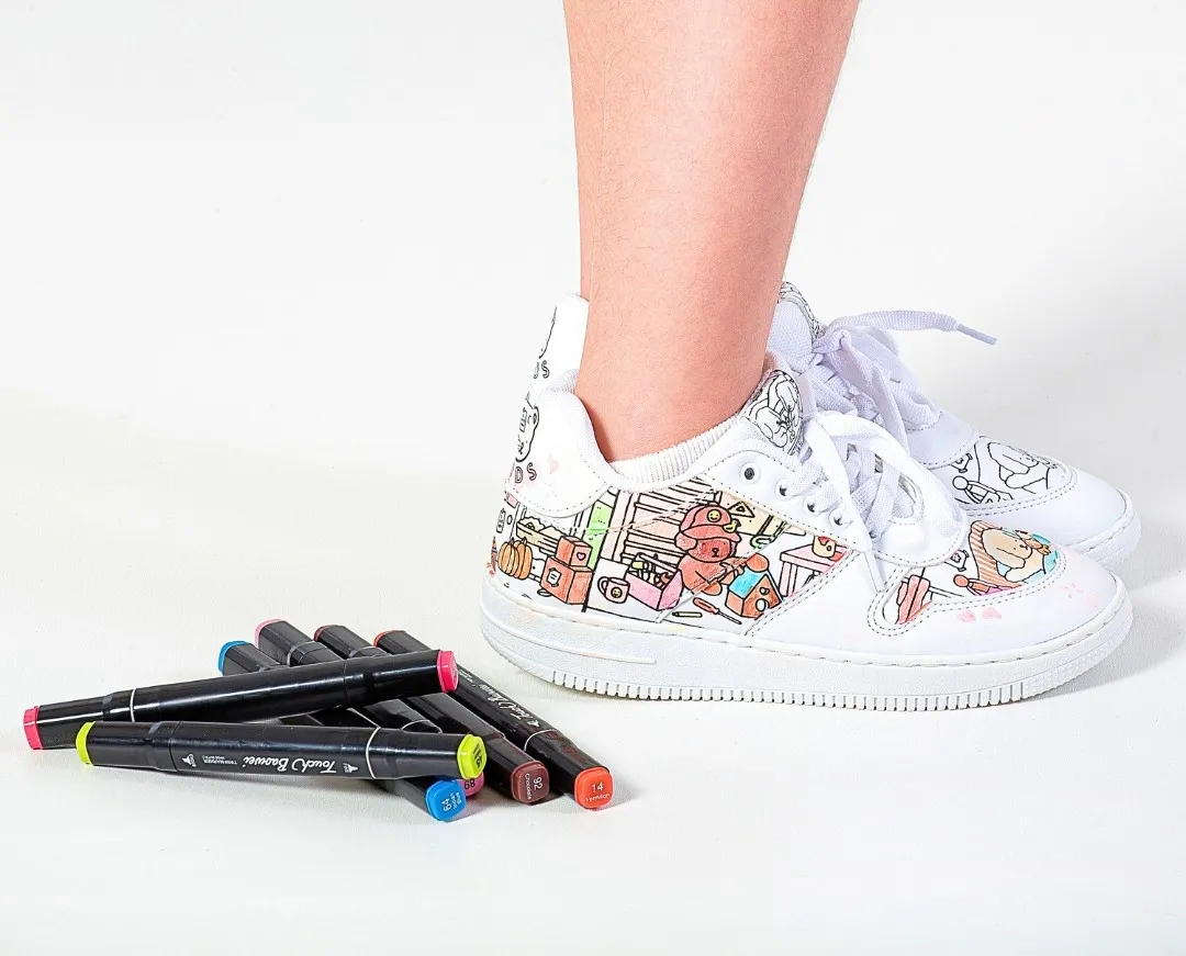 Tênis Infantil Feminino De Pintar Divertido Casual Canetinha