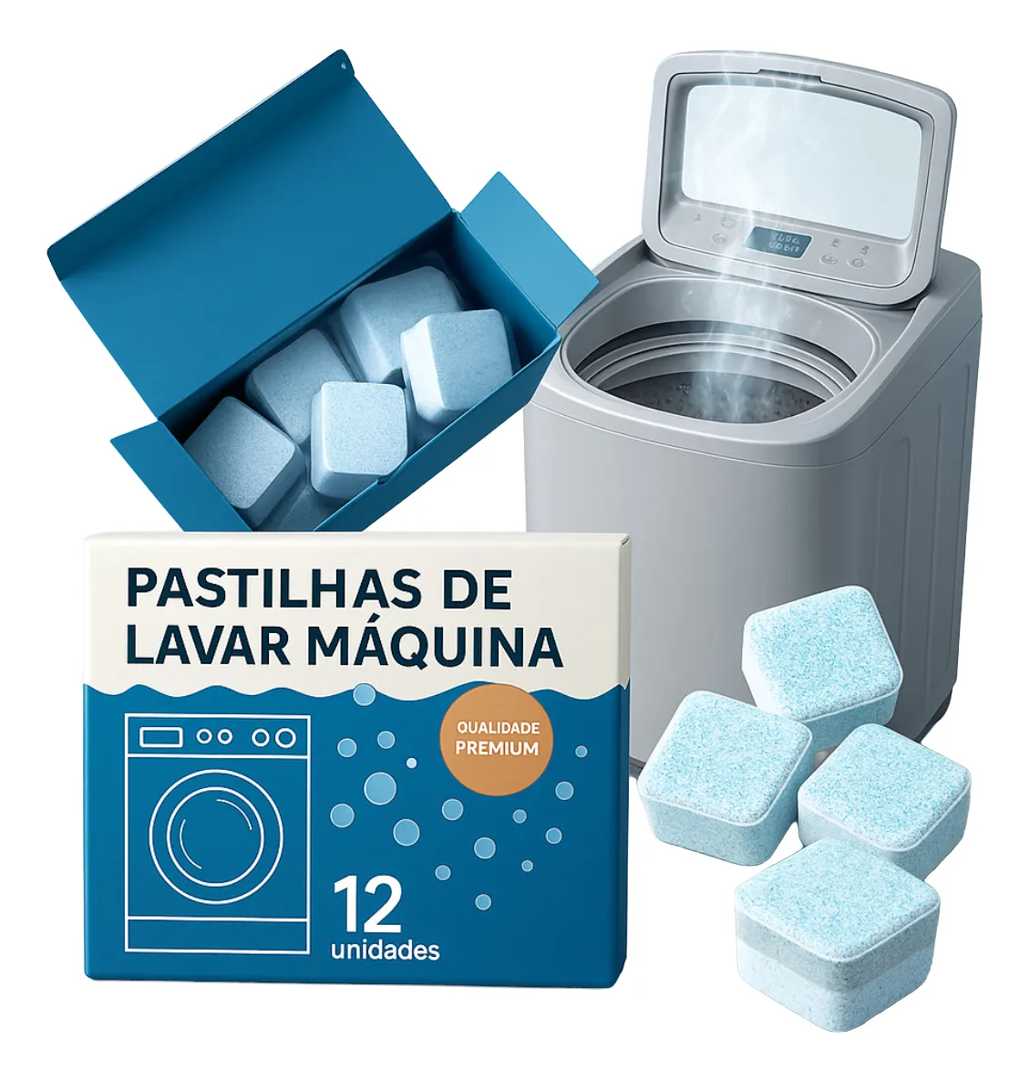 Limpa Maquina De Lavar Roupas Pastilha Limpeza 12 Unidades