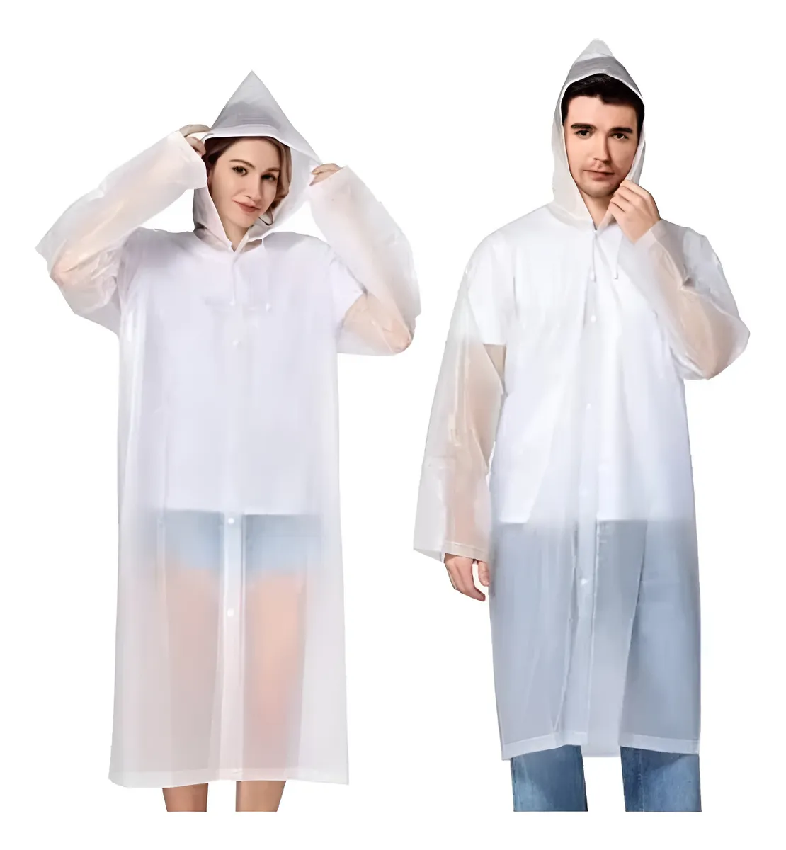 Kit 2 Capa De Chuva Reforçada Pvc Transparente Resistente
