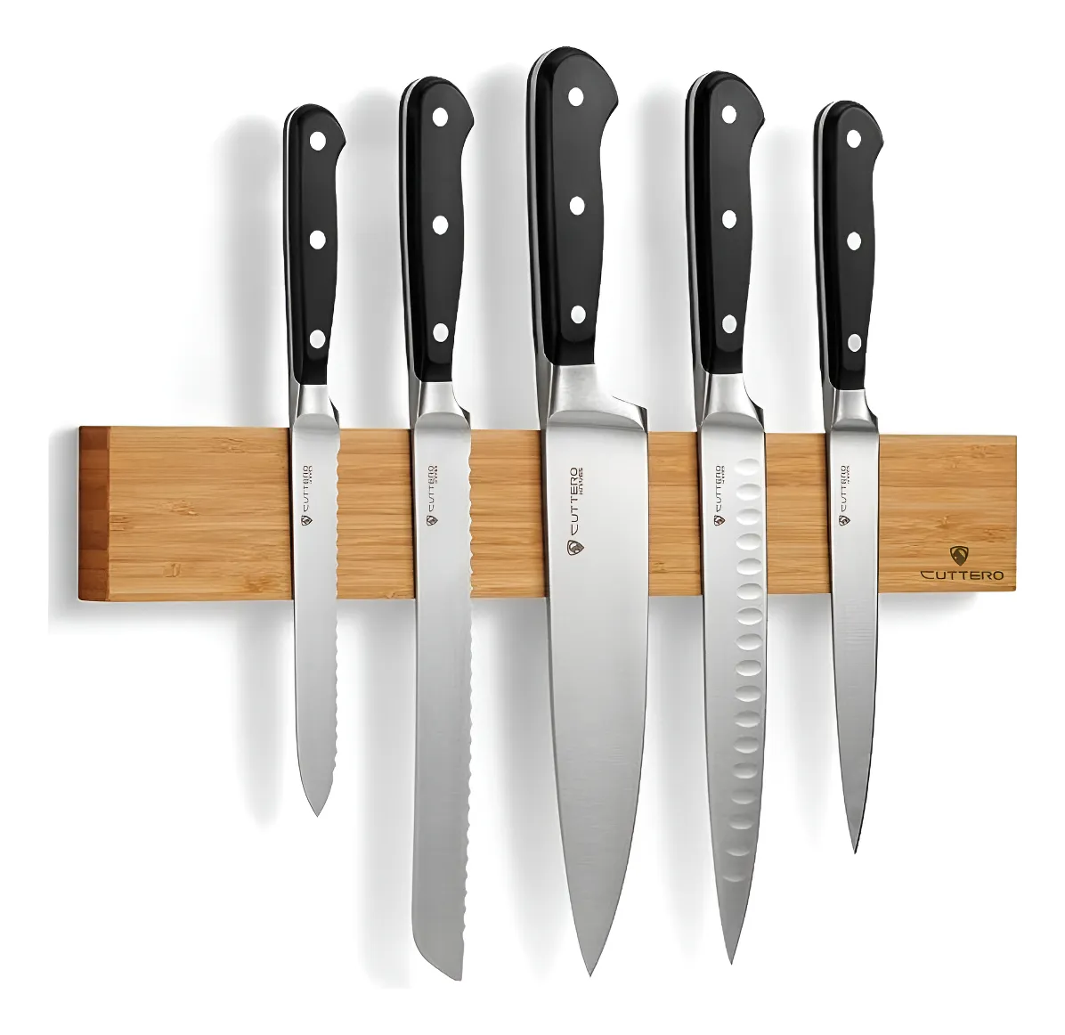 Barra Magnética Para Facas Cuttero Acabamento Em Bamboo 40cm