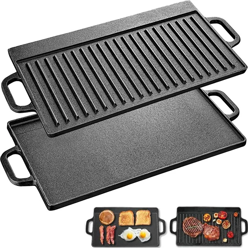 Chapa Dupla Face Ferro Fundido Bifeteiradupla Face 45x23cm Preto