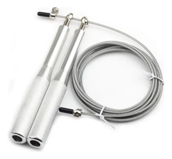 Corda De Pular Crossfit Speed Rope Rolamento 3m Cabo De Aço Cor Prateado
