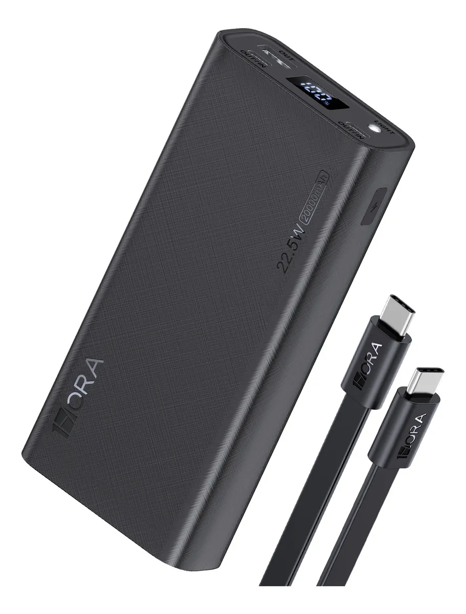 Power Bank 20.000 mah 2 Entradas Tipo C e 1 Entrada USB Modelo GAR158 1HORA Carga Rápida Portátil e com Lanterna