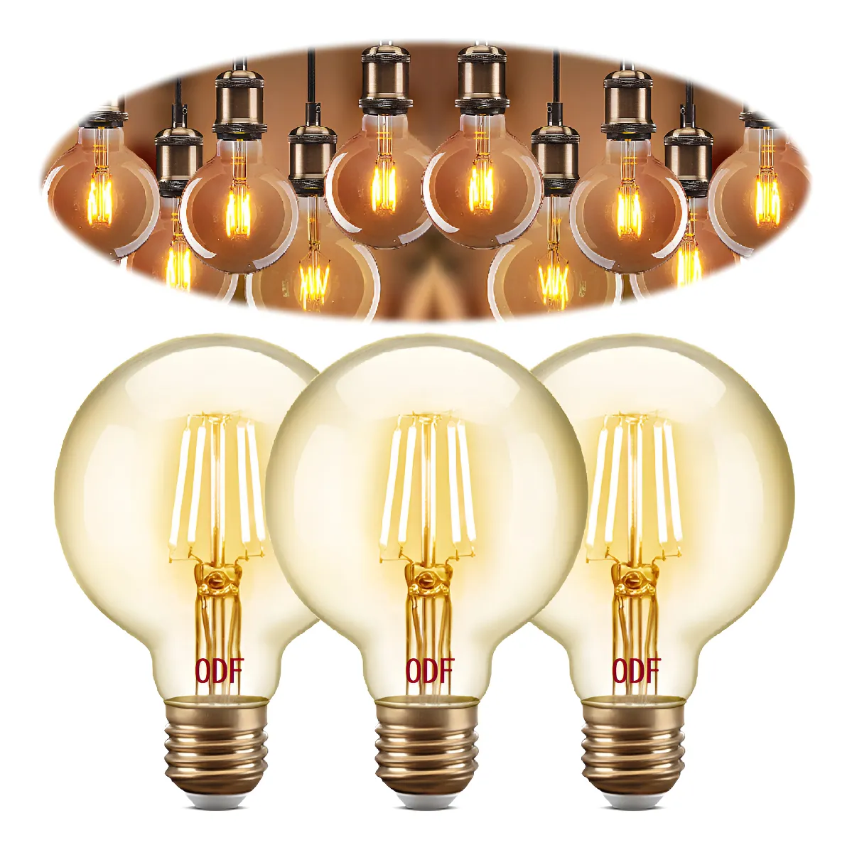Kit 3 Lâmpada Led Filamento Grande Globo Retro Vintage G80