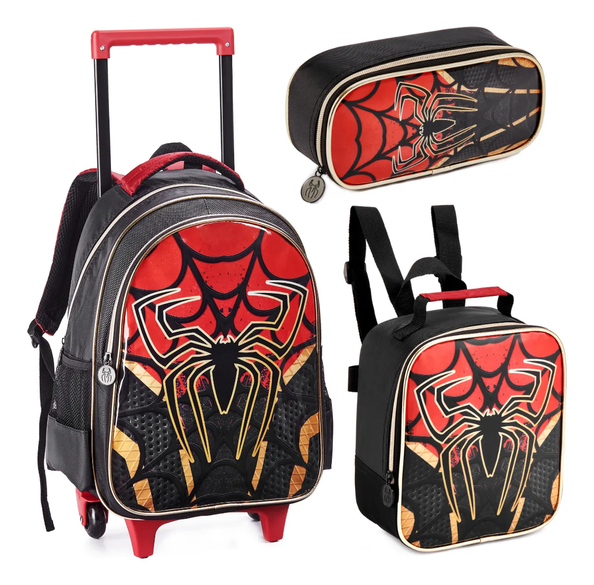 Kit Mochila Escolar Infantil Rodinha Lancheira Estojo Bolsa