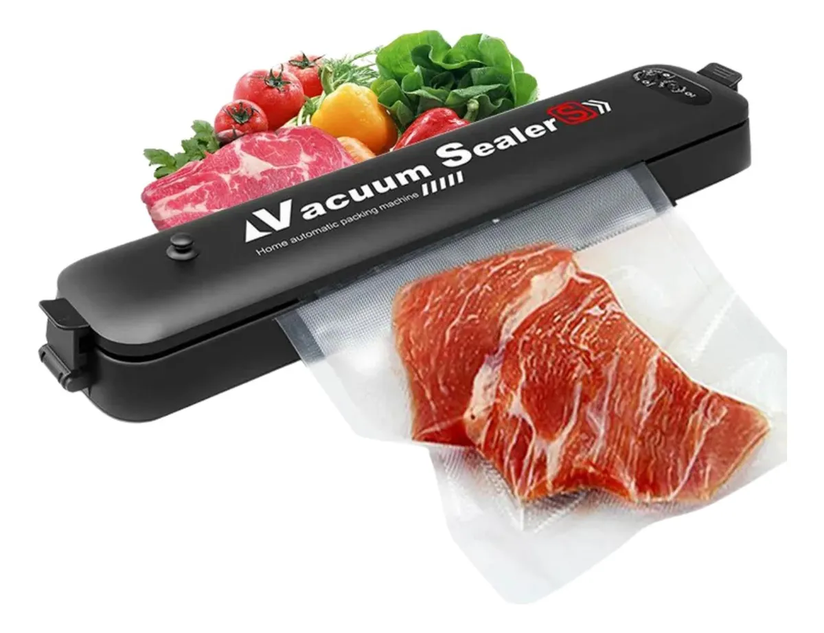 Máquina Seladora Vácuo De Embalagens Vaccum Sealer Portatil 127/220v Preto