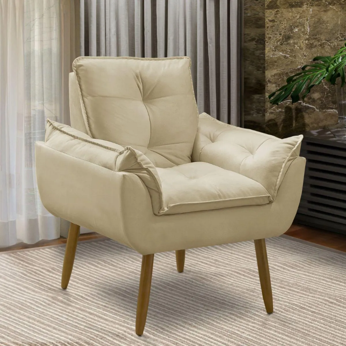 Poltrona Decorativa Opala Suede Para Sala Arapongas Luxo