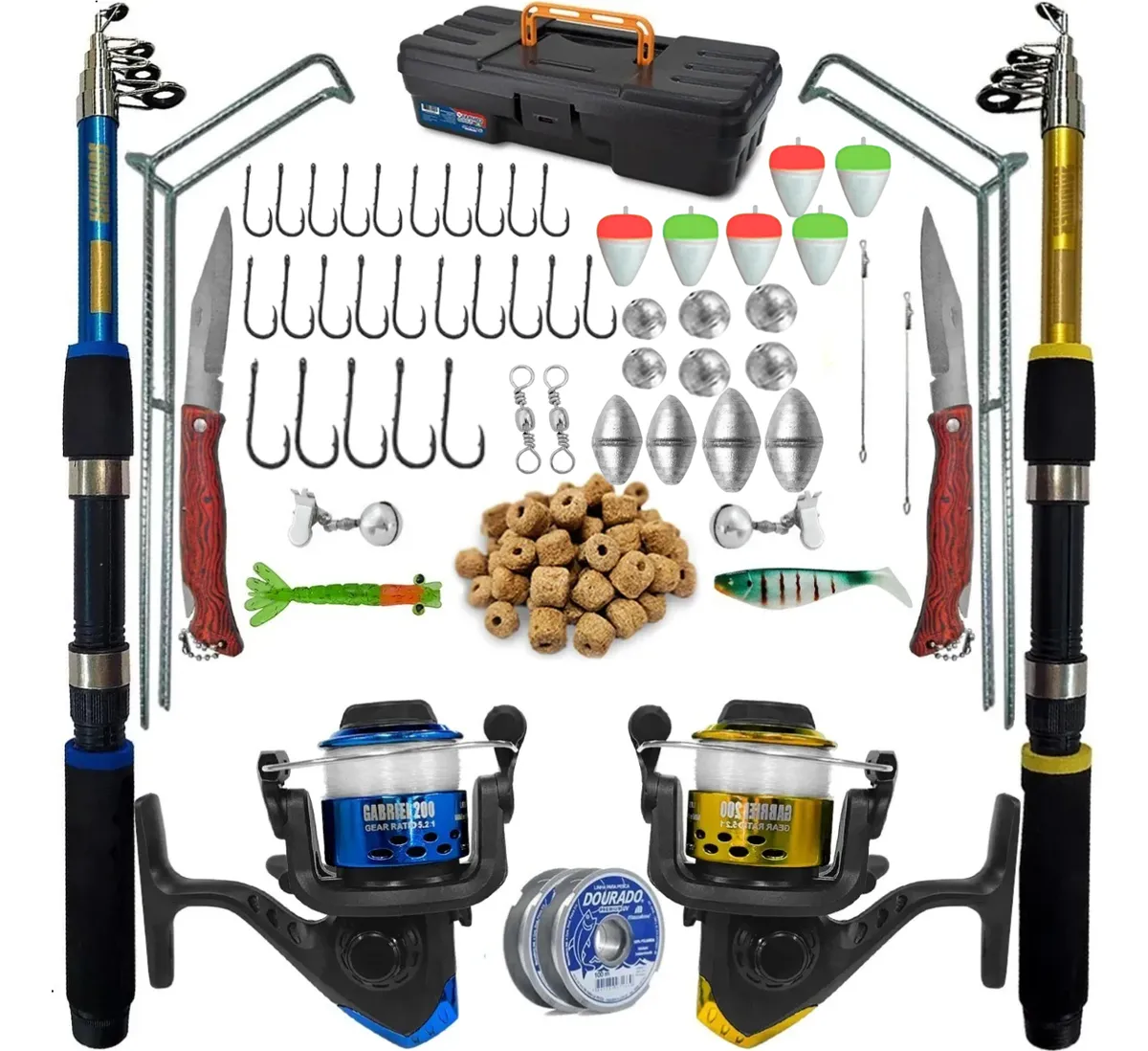 Vara De Pesca Completa 2 Vara 2 Molinete E Itens Conforme Disponibilidade De Estoque