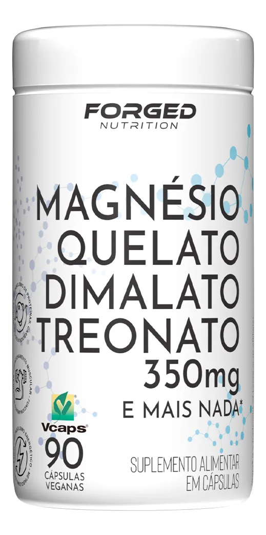 Tri Magnésio Quelato Dimalato Treonato 350mg 90 Cápsulas, Fórmula Avançada Tripla Ação, Alta Absorção – Forged Nutrition