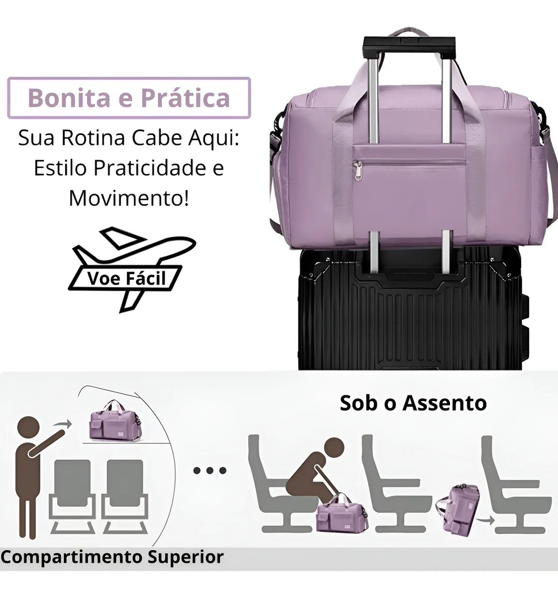 Bolsa De Mão Mala Para Viagem 10kg Feminina Academia Tenis