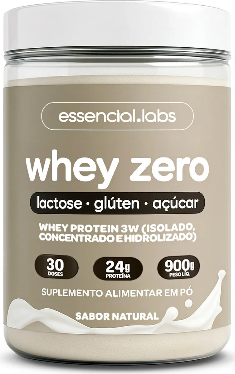 WHEY ZERO LACTOSE Sem Sabor 900g - Fórmula contendo Proteína Isolada, Concentrada e Hidrolisada - 24g De Proteína Por Dose