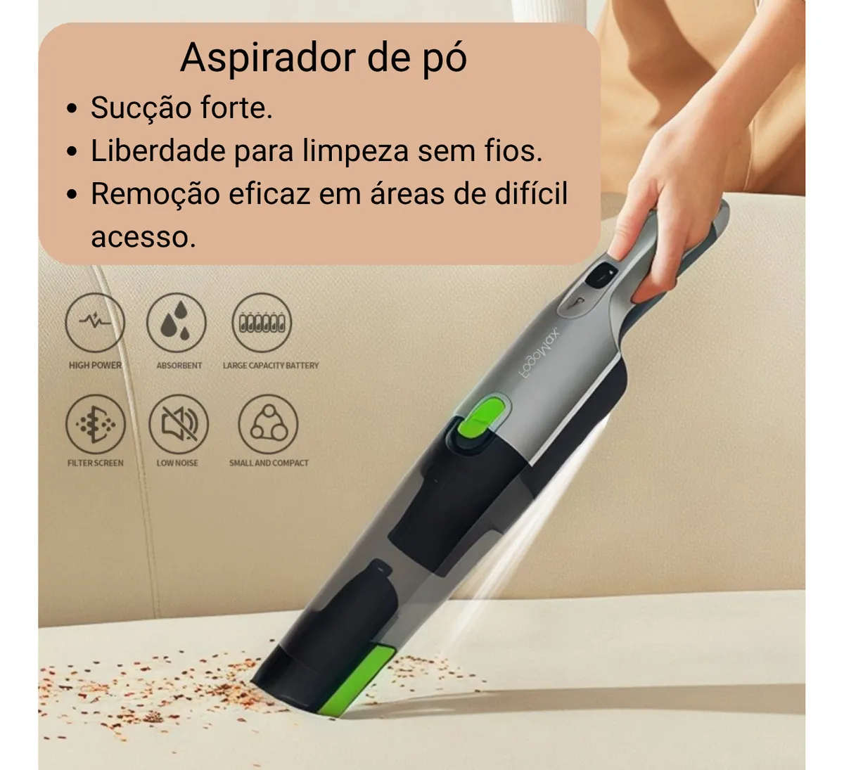 Aspirador Sem Fio FogoMax Automotivo Portátil Cinza Aspira Água
