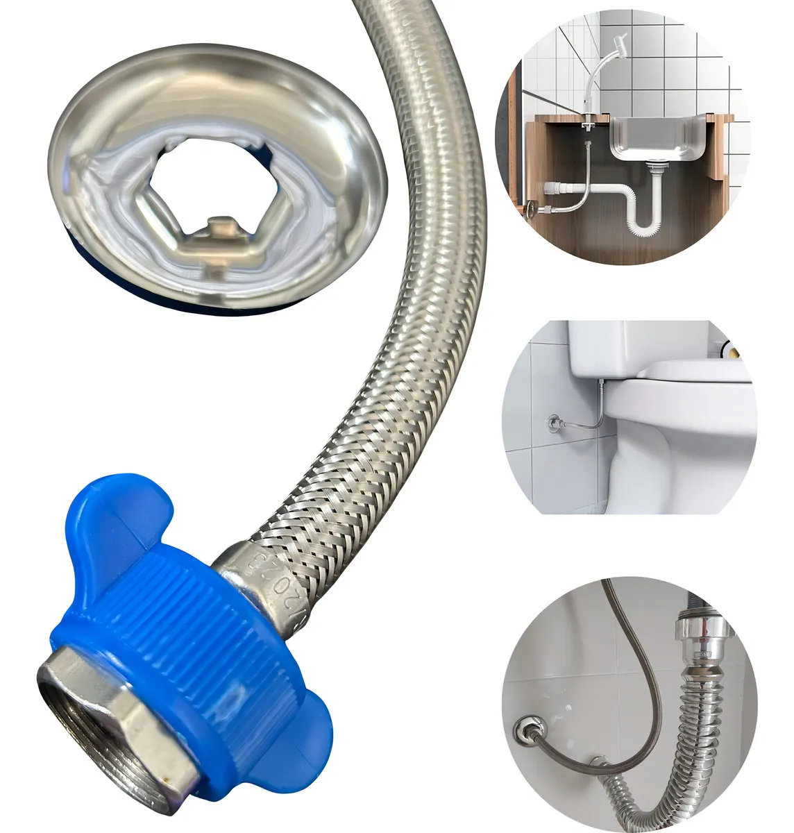 Engate Flexível Corrugado 60cm Inox Dami Banheiro Cozinha Lavatório