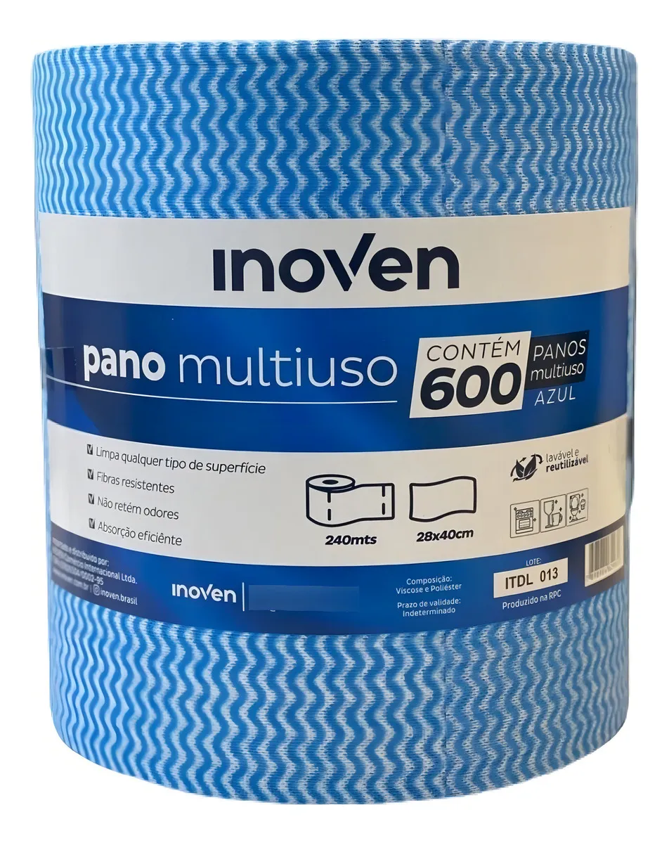 Pano Multiuso Limpeza Lavável Reutilizável 28x40cm 600un 240 Cor Azul