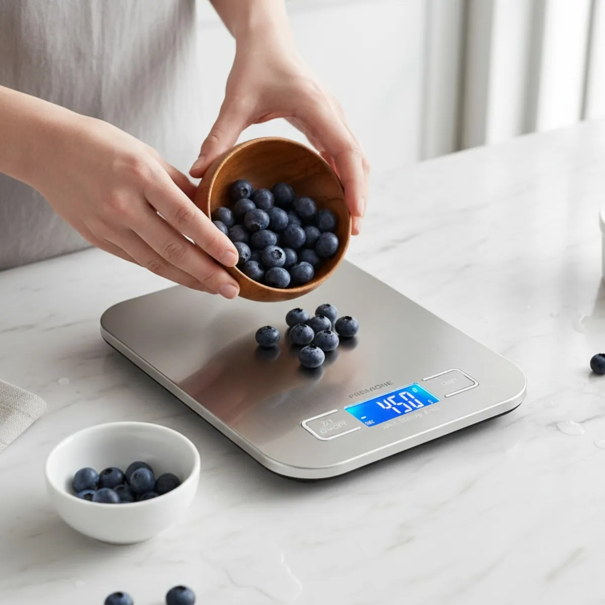 Balança Digital De Cozinha 10kg Em Aço Inox Escovado Prateado, Portátil E De Alta Precisão