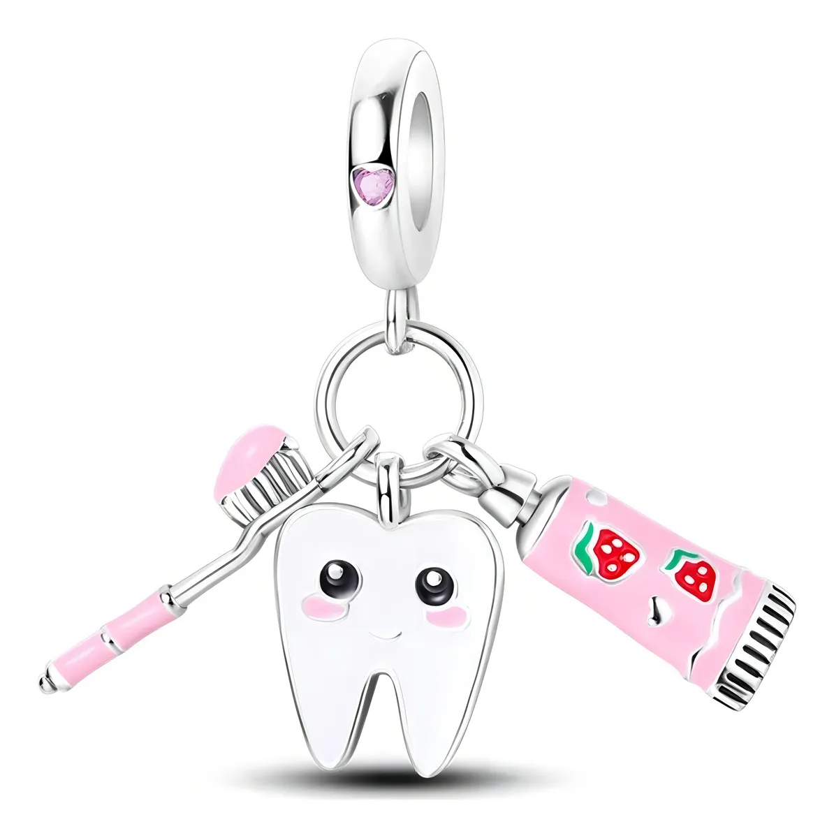 Berloque Pendente Odonto Prata Eternal Joias Cor Rosa