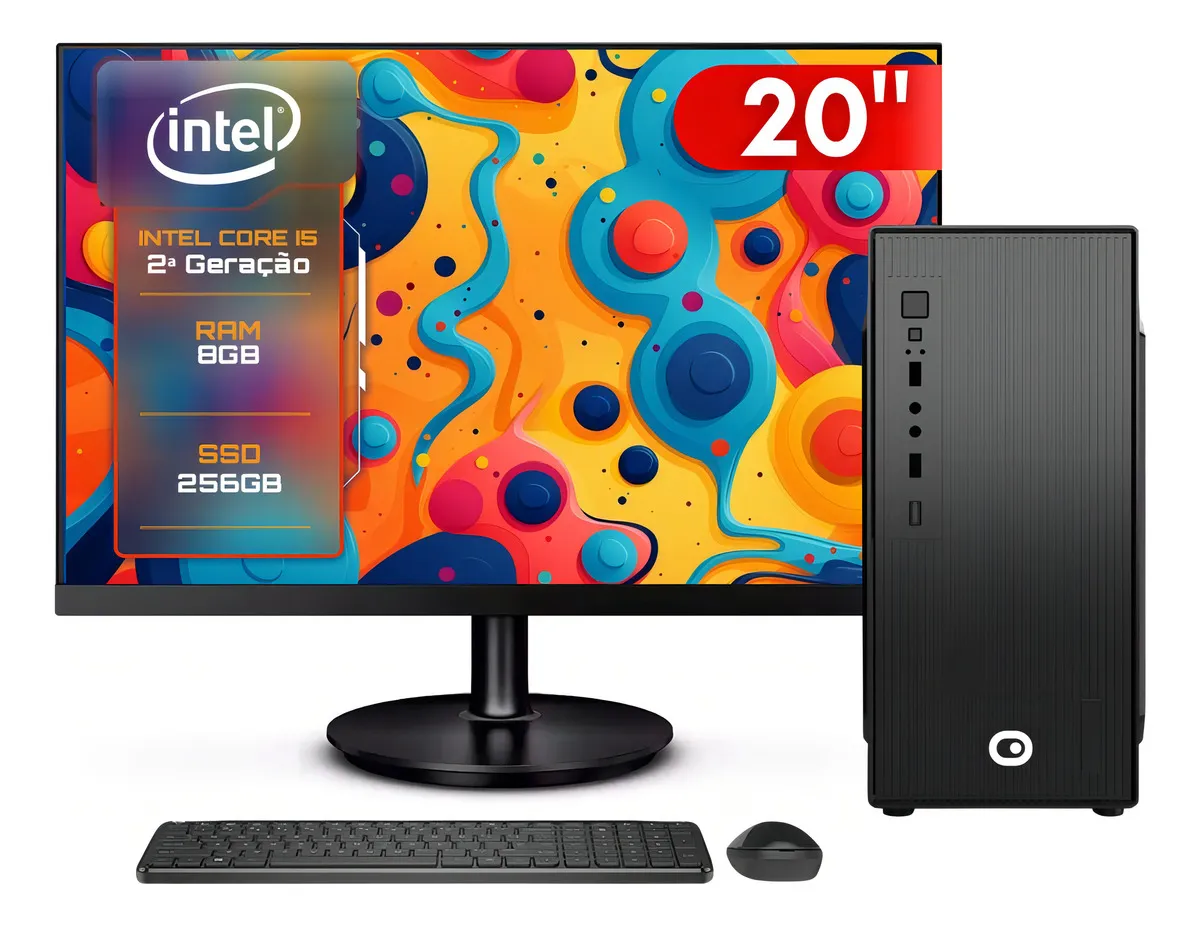Computador Completo 2Eletro Fast Intel Core i5 8GB RAM SSD 256GB Bivolt Monitor 20 LED CD2E-0110FA