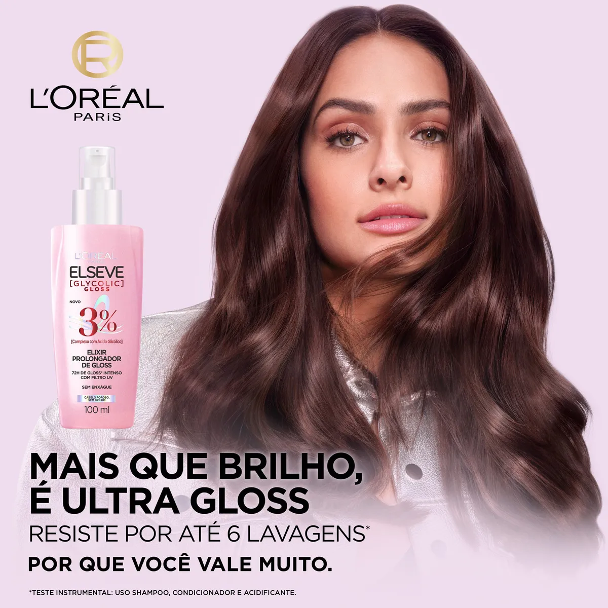 L'Oréal Paris Elseve Sérum Capilar Elixir Prolongador de Gloss Glycolic Gloss, 72 Horas de Duração, 100ml