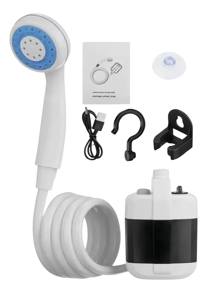 Chuveiro Portátil Recarregável Camping Pet Praia Campo Pesca Cor Branco