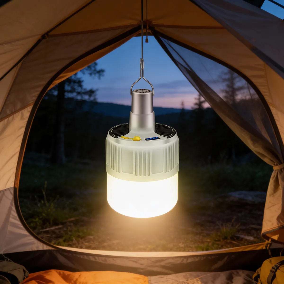 Lâmpada Camping Lampião Led Potente Recarregável Acampamento Branco 127/220v