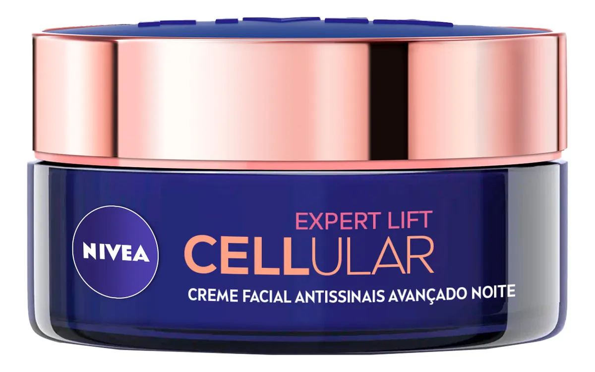 NIVEA Creme Facial Antissinais Cellular Lift Noite 50ml, Fortalece a Pele, Reduz Rugas, Estimula Colágeno, Bakuchiol Puro, Cuidado Noturno