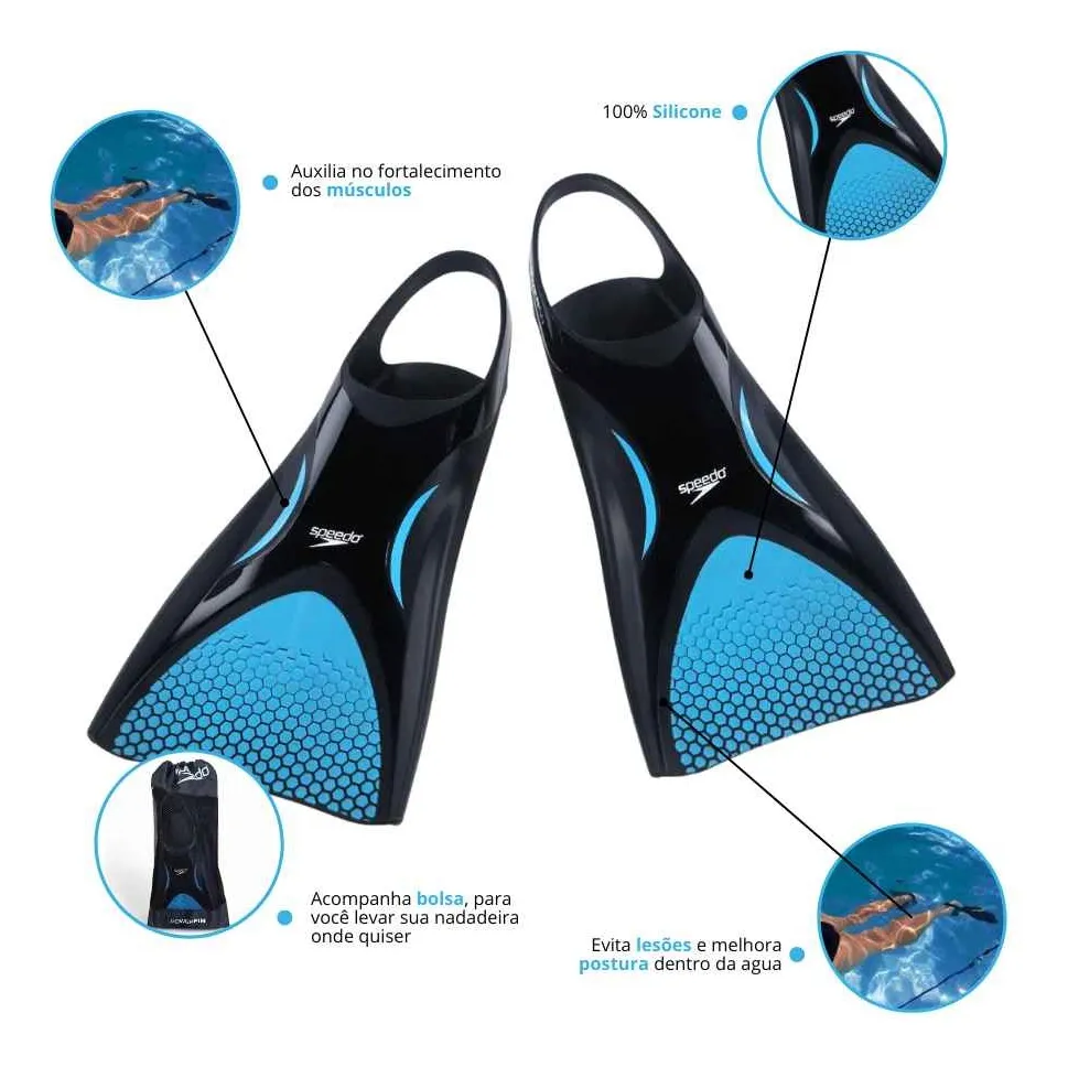 Nadadeira Natação Speedo Pé De Pato Power Fin Mergulho