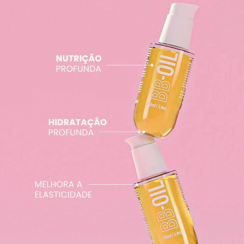 Hidratante Corporal Hidratação Profunda BB Oil 100ml Sem Fragrância e Antiestrias, Óleos Vegetais e Vegano Beleza Brasileira